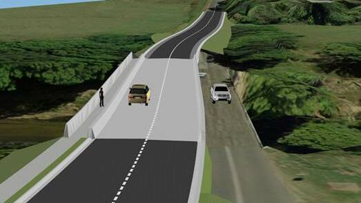 Artist's impression of the new alignment of Lanes Bridge, Bowraville