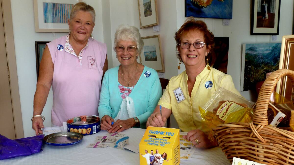 Irene Hay, Lynne Greentree and Jenni Urquhart helping out with a Big Cancer Council Morning Tea