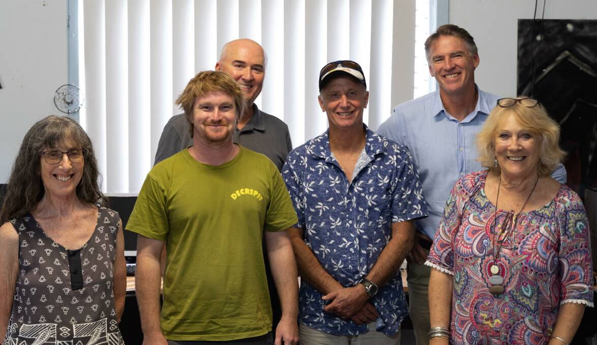KEEPING THE YOUNG SAFE: Nambucca Youthie team from left, Deidre Bear, Toby Frost, Steve Montgomery, Chris Hewgill and Kas Hirst with Rob Oakeshott
 