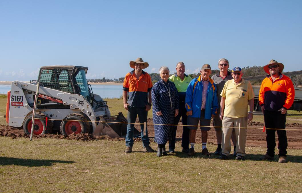 TEAM FUNDING EFFORT: Wendy Mills (RSL Club), Harry Mills, Don Parveez, and Grahame Beatton (Nambucca Lions Club) and Matt Leibrandt (Nambucca Shire Council) all contributed to the new shelter 