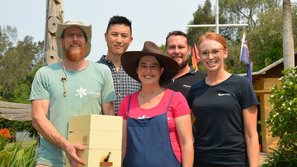TAKING FLIGHT: Steven and Trudi Hayes with Rich Wang, Michael Kennedy and Alice Andrewartha from Sunsuper