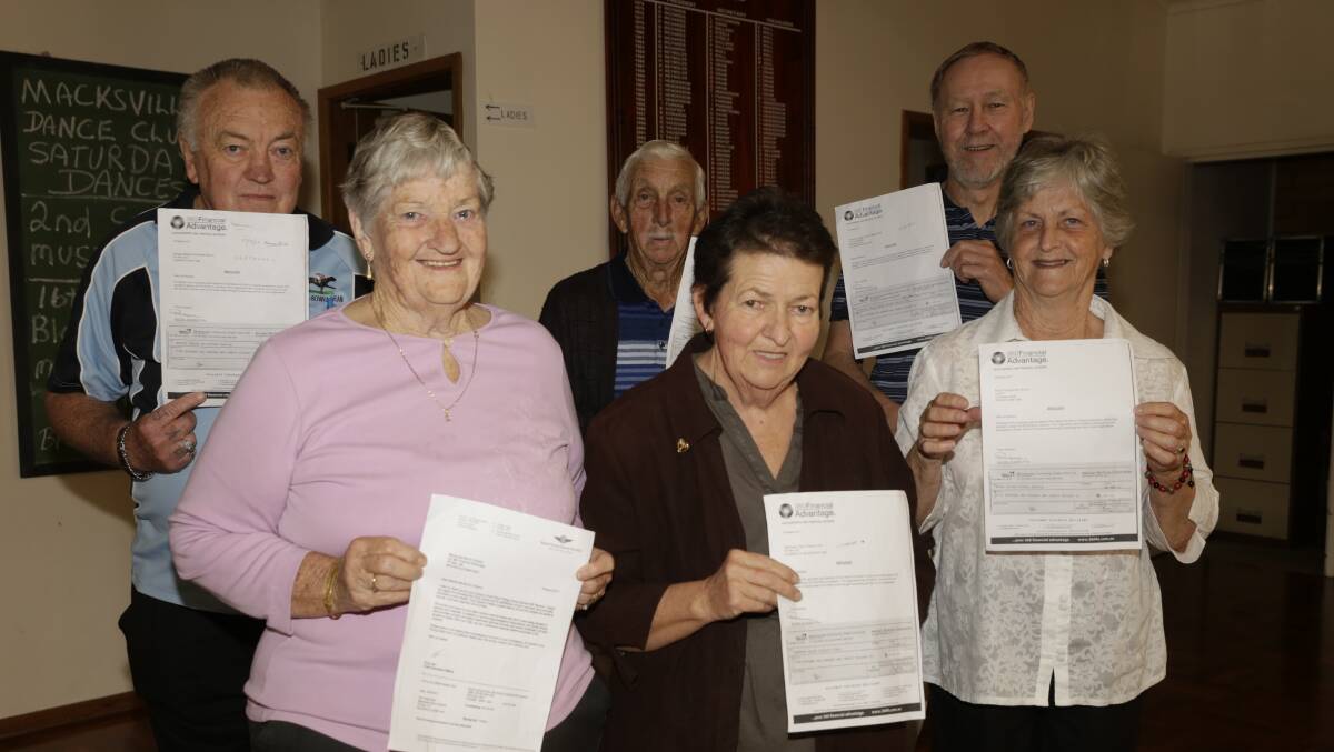 SINCERE THANKS: Macksville Senior Citizens with letters from the charities, from left, John Wallbridge, Betty Merrifield, Geoff Boorer, Kay Donnelly, Jim Hesketh and Helen Hawkes (Absent: Phyllis Gaddes)