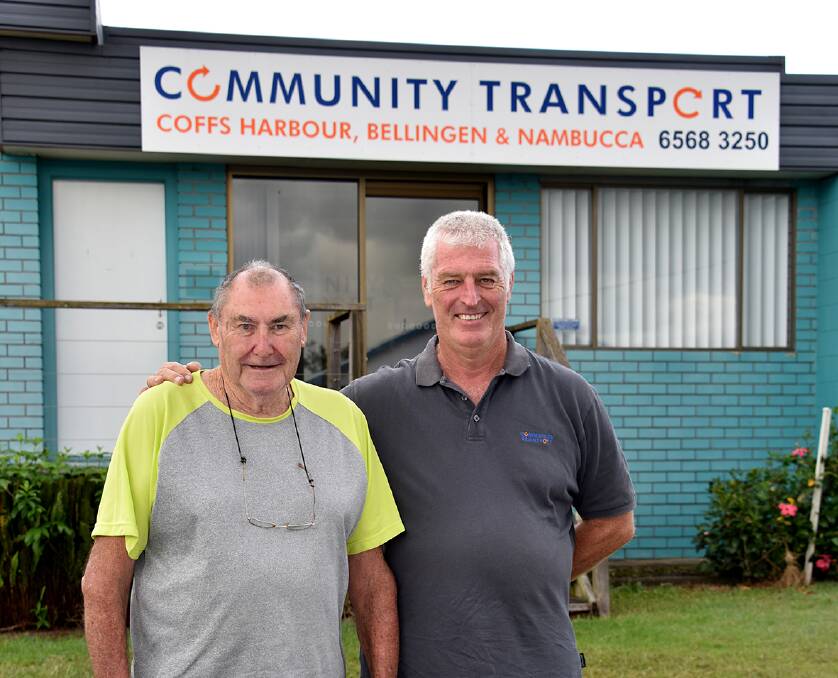 Nambucca's Anthony Quinlan is an ex-driver now using the service. He is with Barry Cooksley.