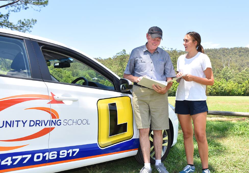 DRIVING CHANGE: Instructor Mark Burgess with learner driver Willow Berry 