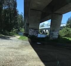 UNDER THE BRIDGE: Where the 4WD was parked at the beginning on Scotts Head Rd