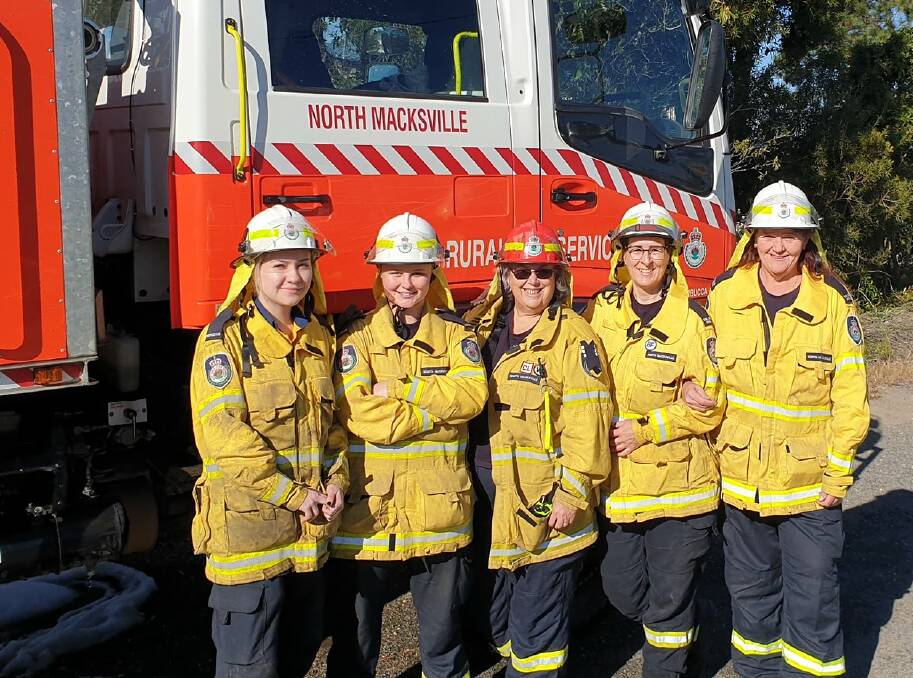 FIRST EVER ALL FEMALE CREW: Lucy Howard, Indi Lipscombe, Paulla Brownhill (Captain), Selina Crowe (chainsaw operator) and Teresa Dupond (driver)