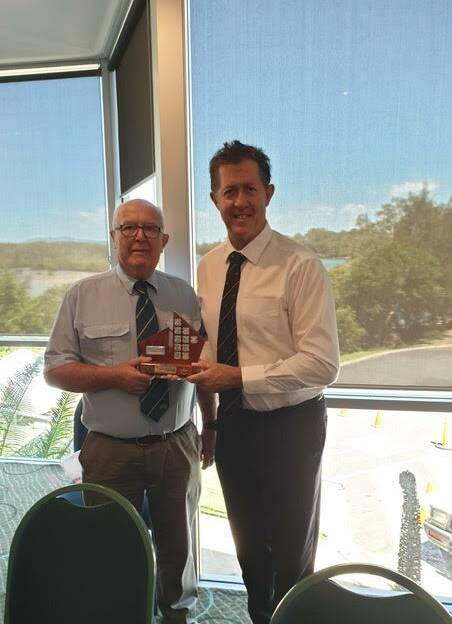 AWARDS AND THANKS: Retiring Member for Cowper Luke Hartsuyker with National Serviceman of the Year, Don McKenzie