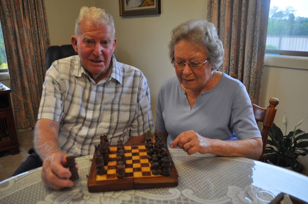 CHECK THIS OUT MATE: John and Thelma McInnes with the chess set