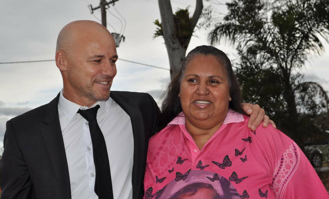 Michelle Jarrett with Gary Jubelin when Police Commissioner Andrew Scipione visited Bowraville in August 2016