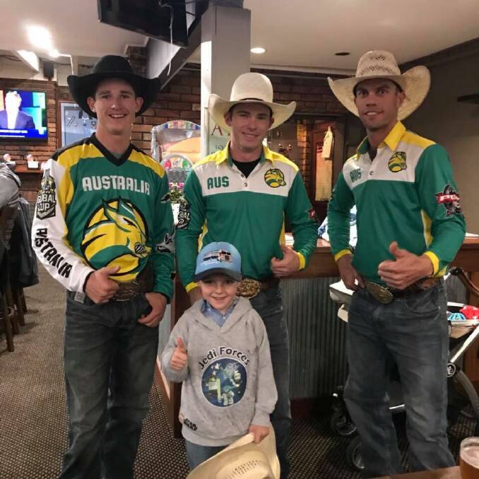 Team Australia's Woodard, Heffernan and Babbington during the meet and greet at the Imperial Hotel. The local business recently got on board and sponsored Heffernan.