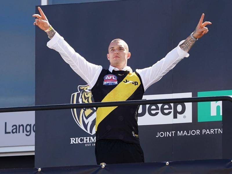 Dustin Martin feeling on top of the world after winning another gong for his efforts at the Tigers.
