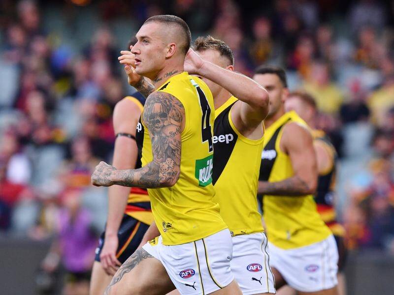 A Dustin Martin cameo has led Richmond to a 44-point win over the Adelaide Crows.