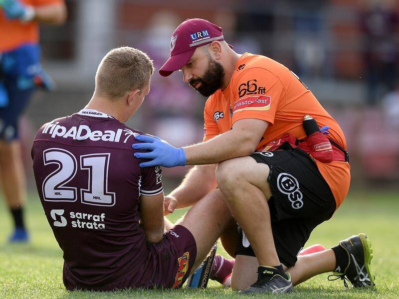 Tom Trbojevic injured his shoulder in Manly's 42-24 loss to Gold Coast at Brookvale on Saturday.