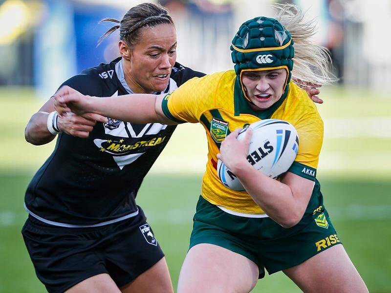 New Zealand's Honey Hireme (L) believes more rugby league Tests will improve the women's game.