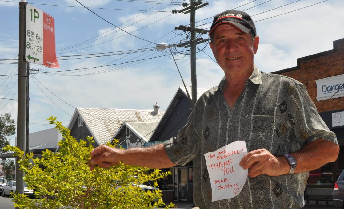 RETURNING THE FAVOUR: Doug Young wants to thank the person who left the note. 