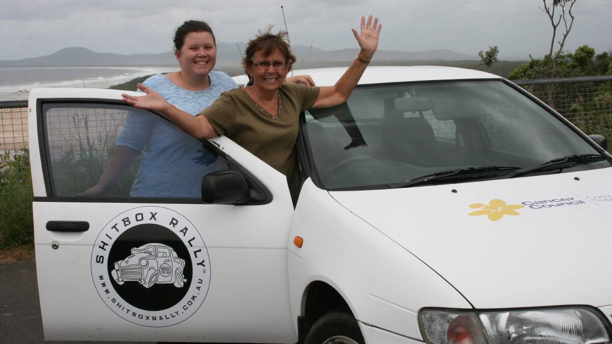 READY TO ROLL: Laura and Jan Beverley and their car called Pamela are part of this year’s Cancer Council Shitbox Rally, raising funds for cancer research