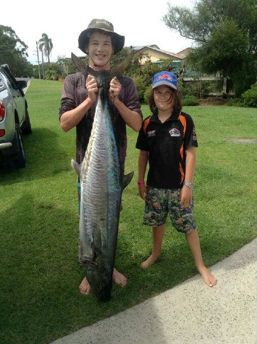 Sal Bartley and Elliot Joyce with the monster 25kg mackerel, unaware it contained the ciguatera toxin