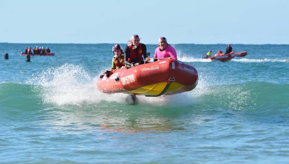 Launch: Competitors at the Surf Life Saving IRB event held at South West Rocks on the weekend. Photo: Penny Tamblyn.
