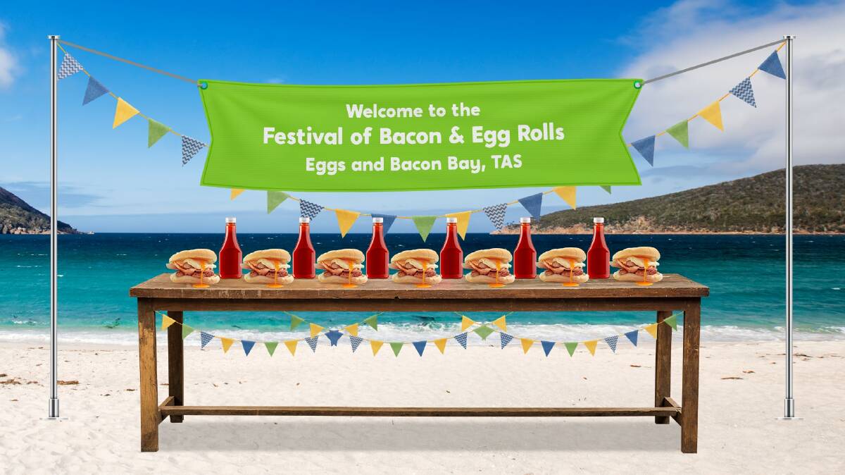 POSSIBILITY: Wotif will establish a festival celebrating something unique about a region, such as the bacon and egg rolls of Eggs and Bacon Bay. Picture: Supplied